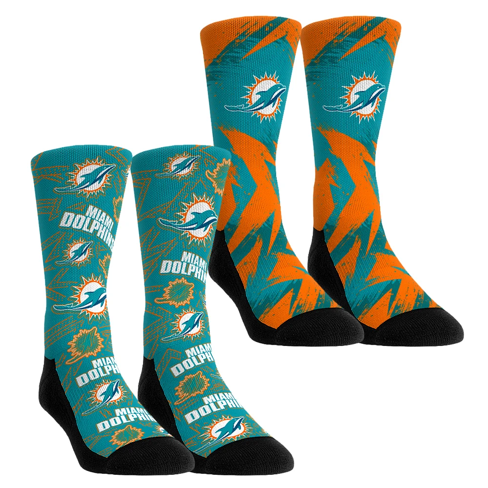 Unisex Rock Em Socks  Miami Dolphins Gameday Two-Pack Crew Set