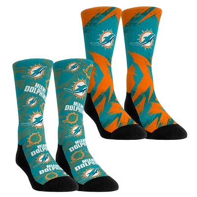 Unisex Rock Em Socks  Miami Dolphins Gameday Two-Pack Crew Set