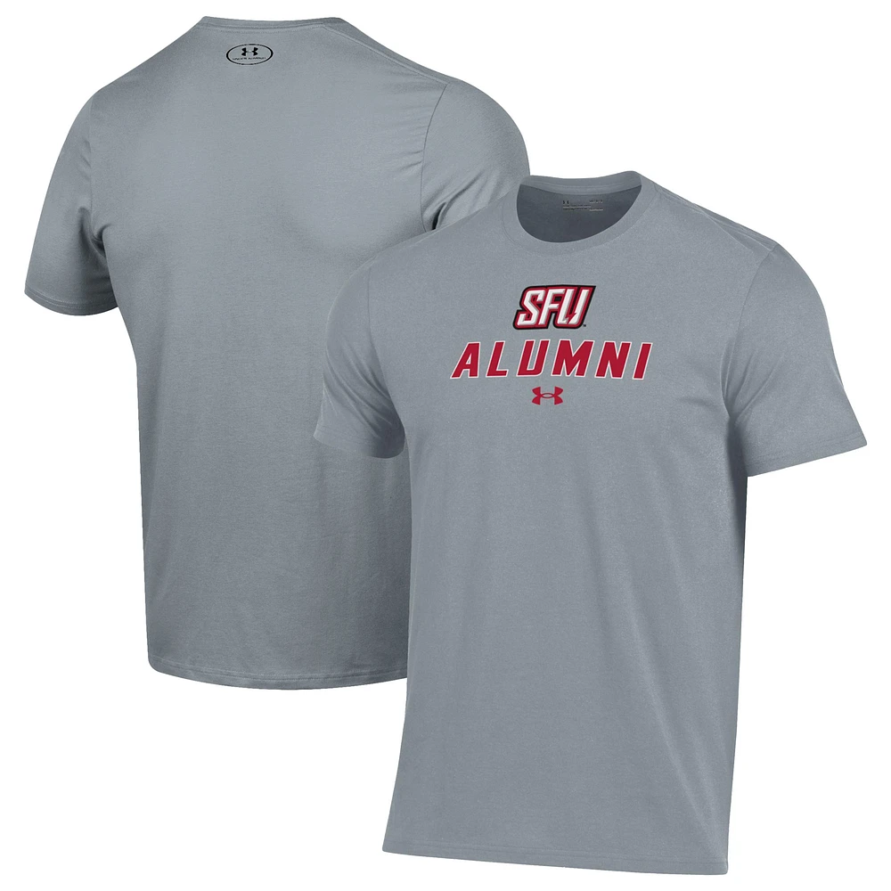 Men's Under Armour Gray Saint Francis Red Flash Alumni Performance T-Shirt