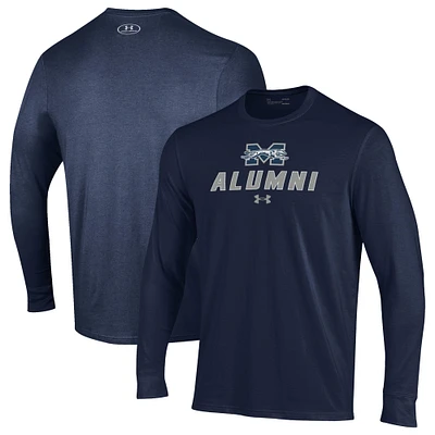 Men's Under Armour  Navy Moravian Greyhounds Alumni Performance Long Sleeve T-Shirt