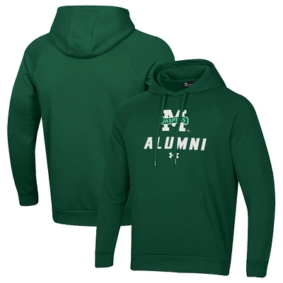 Men's Under Armour Green Manhattan Jaspers Alumni Rival Fleece Pullover Hoodie
