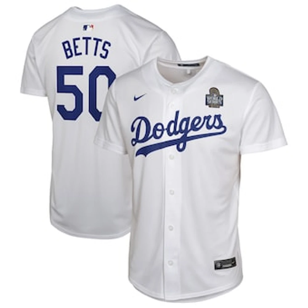 Youth Nike Mookie Betts White Los Angeles Dodgers 2024 World Series Game Jersey