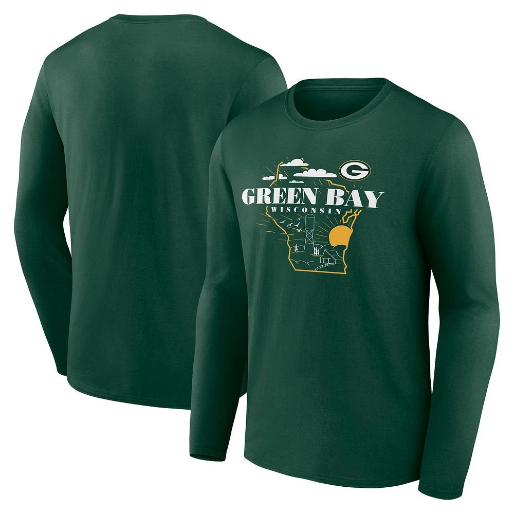 Men's Fanatics Green Bay Packers Hometown Rushing Yards Long Sleeve T-Shirt