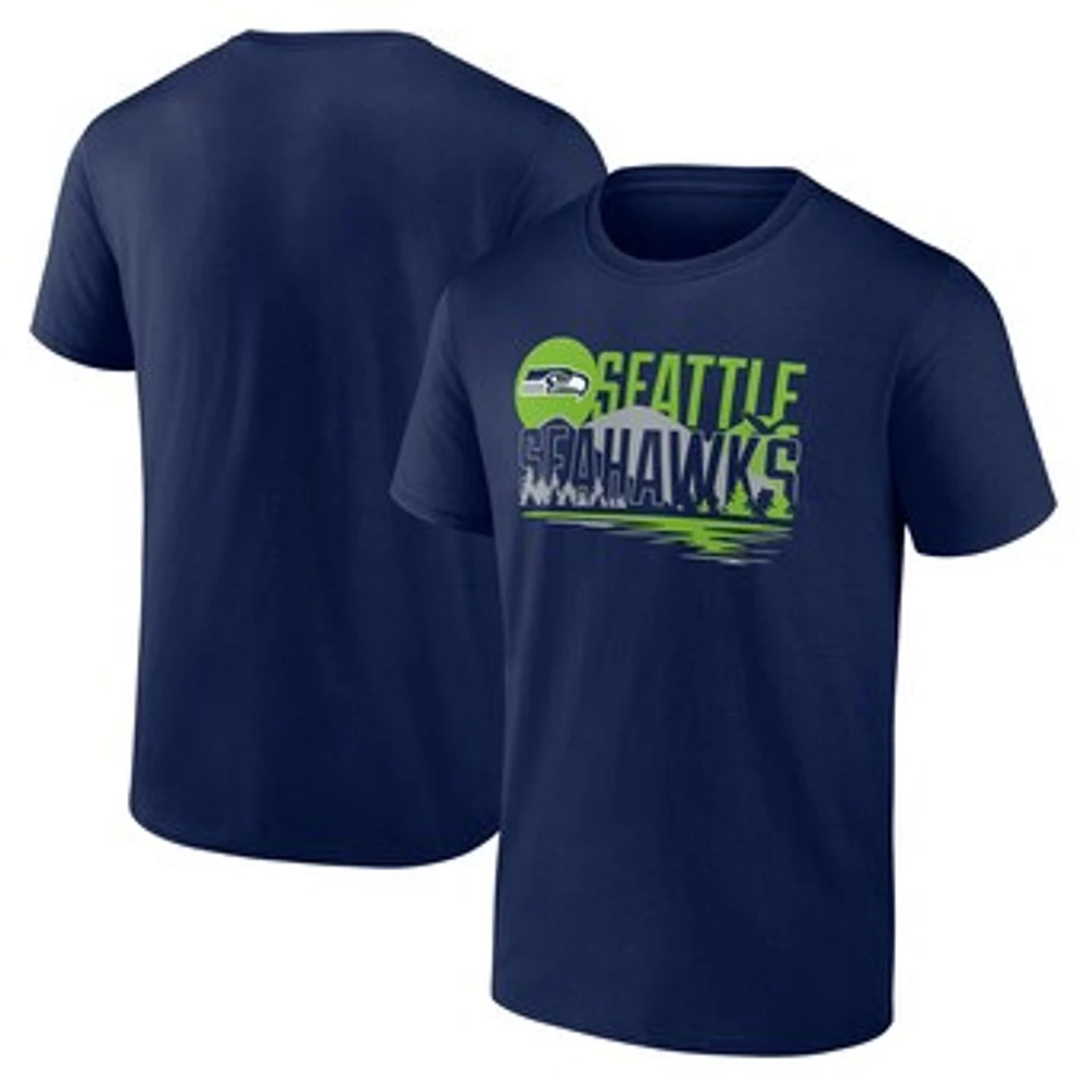 Men's Fanatics College Navy Seattle Seahawks Hometown Rushing Yards T-Shirt