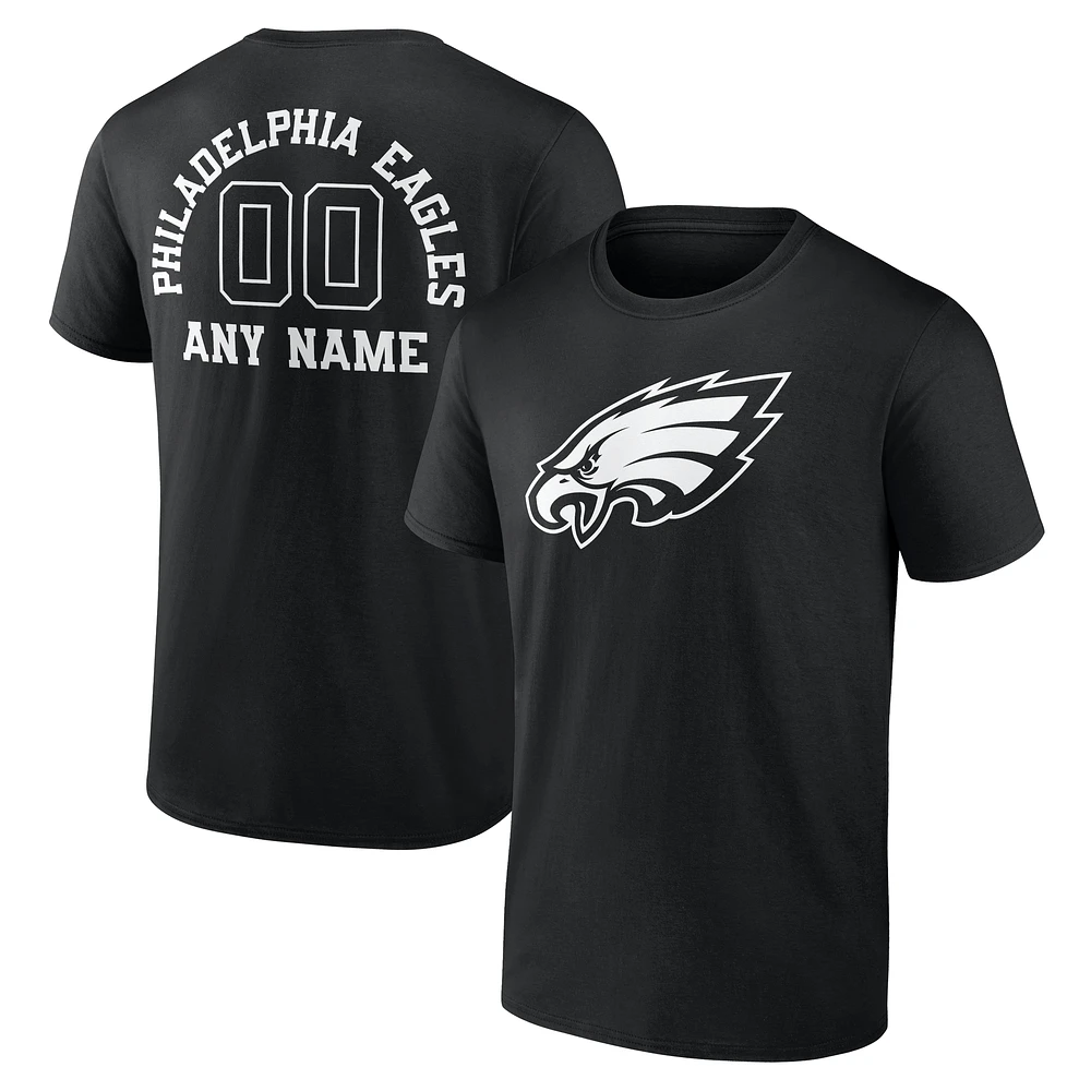 Men's Black Philadelphia Eagles Personalized Name & Number Monochrome T-Shirt
