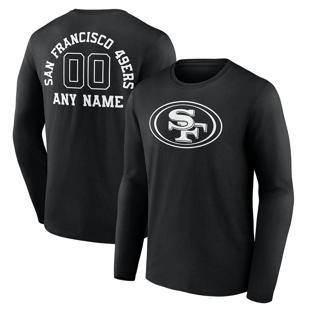 Men's Black San Francisco 49ers Personalized Name & Number Monochrome Long Sleeve T-Shirt