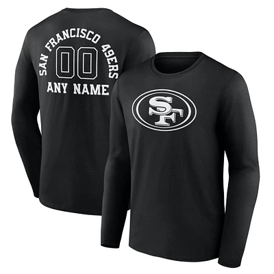 Men's Black San Francisco 49ers Personalized Name & Number Monochrome Long Sleeve T-Shirt