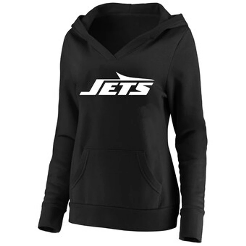 Women's Fanatics Black New York Jets Plus V-Neck Pullover Hoodie