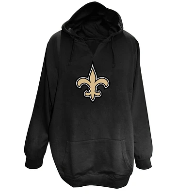 Women's Fanatics Black New Orleans Saints Plus V-Neck Pullover Hoodie