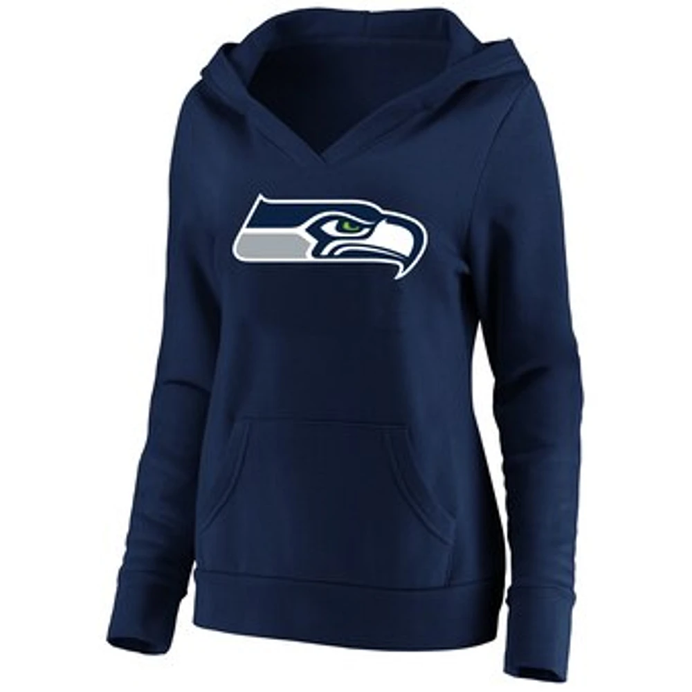 Women's Fanatics College Navy Seattle Seahawks Plus V-Neck Pullover Hoodie