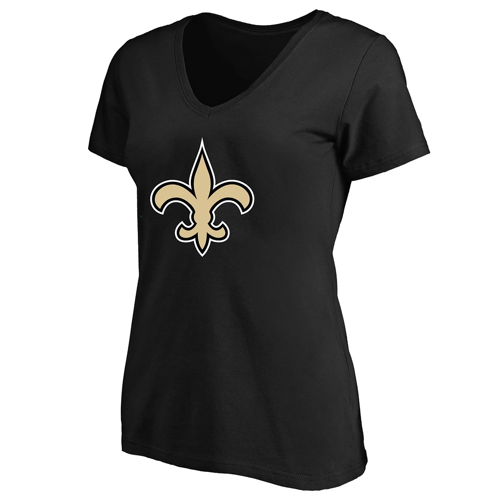 Women's Fanatics Black New Orleans Saints Plus V-Neck T-Shirt