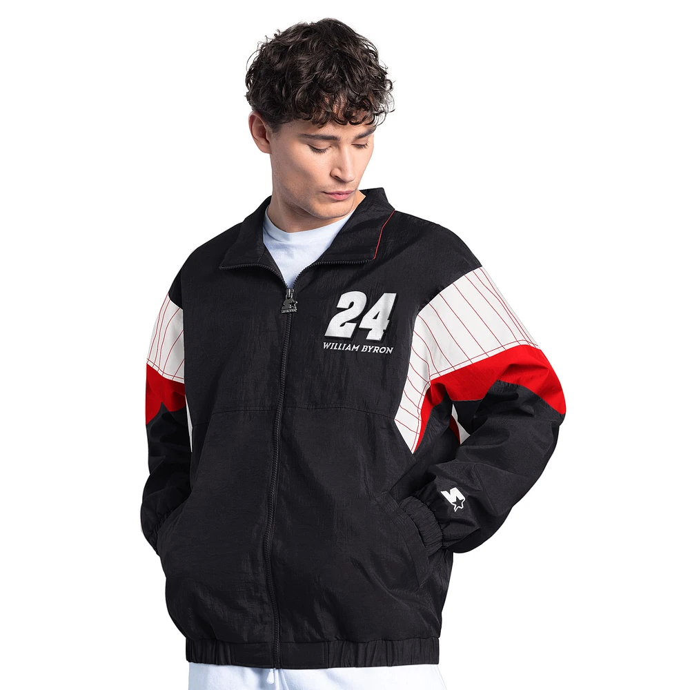 Men's Starter Black/Red William Byron Axalta Yard Line Full-Zip Jacket