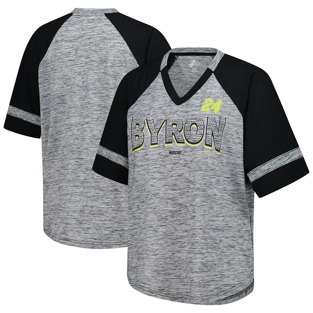 Women's G-III 4Her by Carl Banks Heather Gray William Byron Hall of Fame Oversized Raglan V-Neck T-Shirt