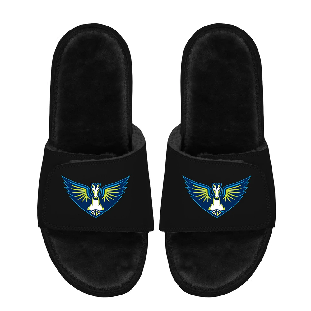 Unisex ISlide  Black Dallas Wings Logo Faux Fur Slide Sandals