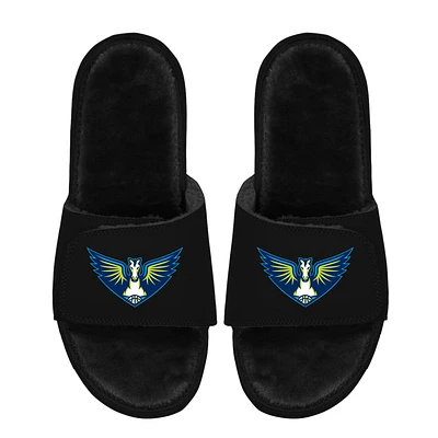 Unisex ISlide  Black Dallas Wings Logo Faux Fur Slide Sandals