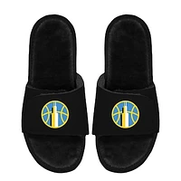 Unisex ISlide  Black Chicago Sky Logo Faux Fur Slide Sandals