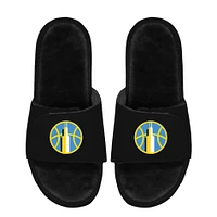 Unisex ISlide  Black Chicago Sky Logo Faux Fur Slide Sandals