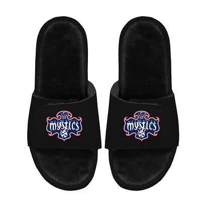 Unisex ISlide  Black Washington Mystics Logo Faux Fur Slide Sandals