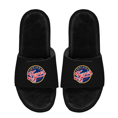 Unisex ISlide  Black Indiana Fever Logo Faux Fur Slide Sandals