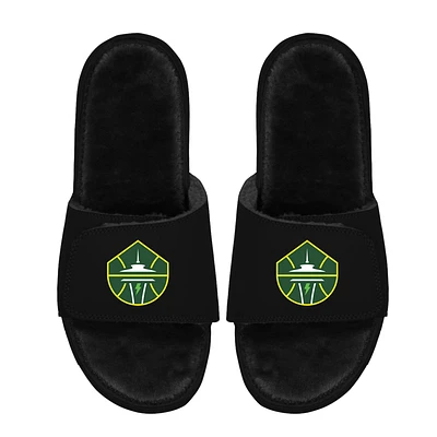 Unisex ISlide  Black Seattle Storm Logo Faux Fur Slide Sandals