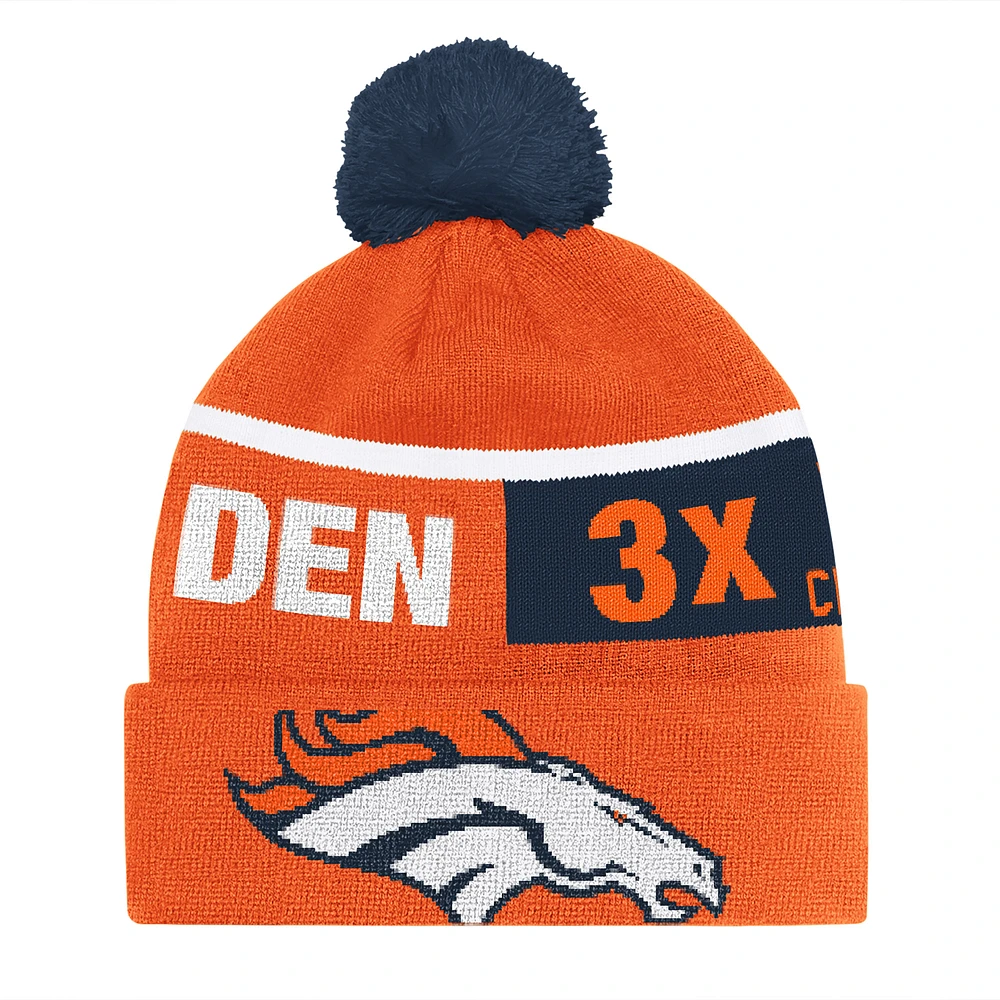 Unisex Starter Orange Denver Broncos Chyron Cuffed Knit Hat with Pom