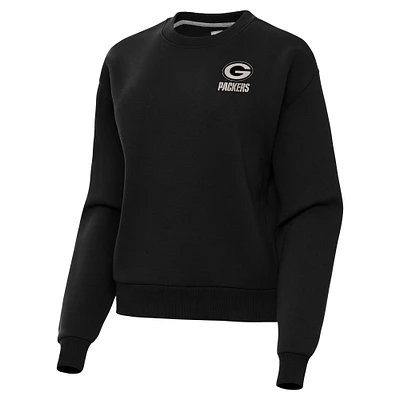 Women's  Antigua Black Green Bay Packers Victory Pullover Sweatshirt