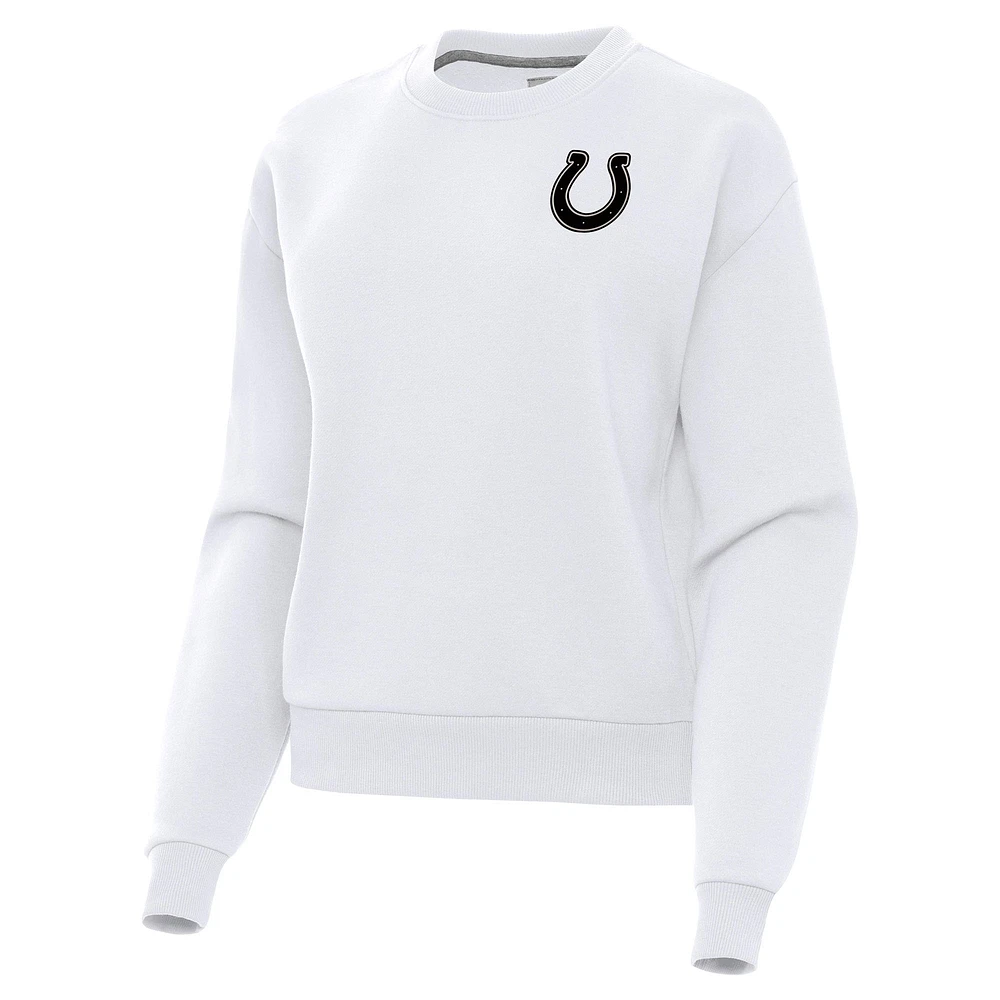 Women's Antigua White Indianapolis Colts Victory Pullover Sweatshirt