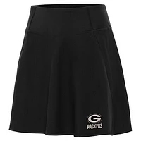Women's Antigua Black Green Bay Packers  Brushed Carbon Chip Skort
