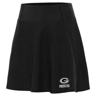 Women's Antigua Black Green Bay Packers  Brushed Carbon Chip Skort