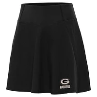 Women's Antigua Black Green Bay Packers  Brushed Carbon Chip Skort
