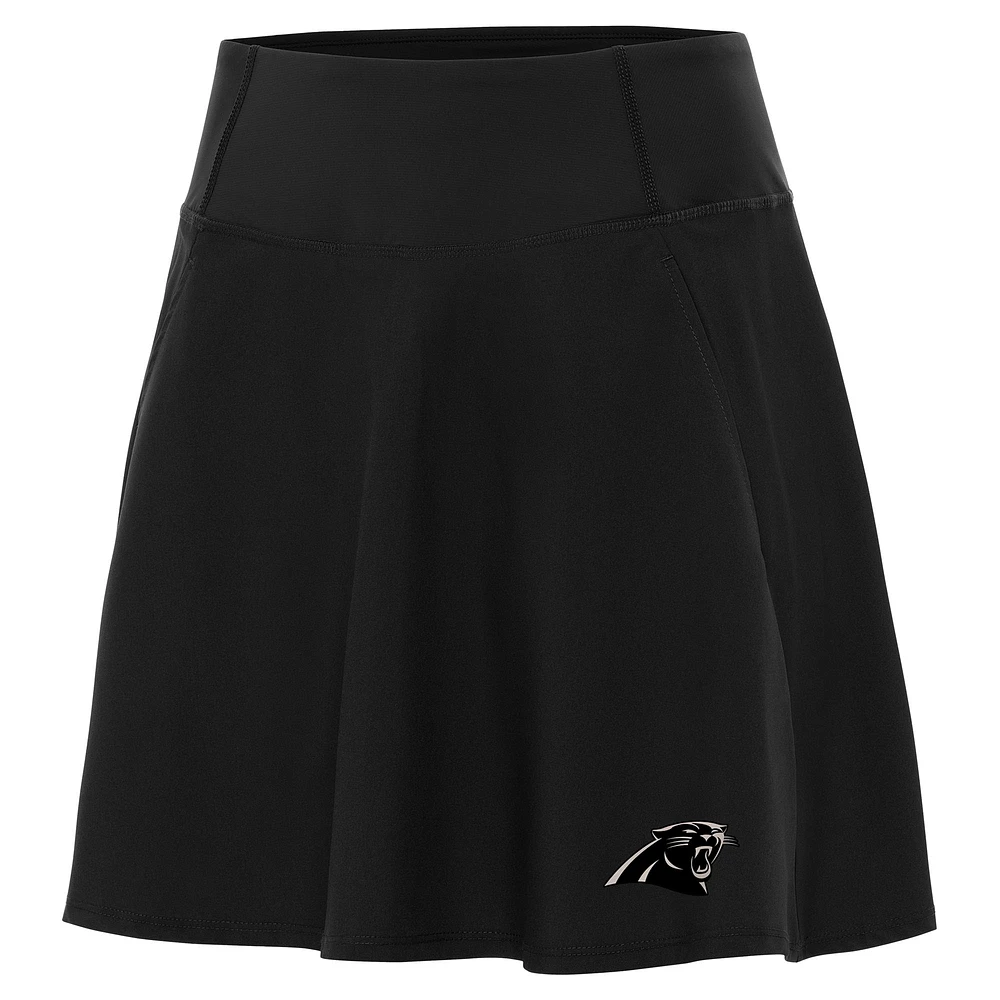 Women's Antigua Black Carolina Panthers Brushed Carbon Chip Skort