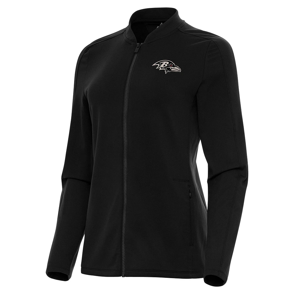 Women's Antigua Black Baltimore Ravens Continual Full-Zip Jacket