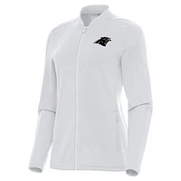 Women's Antigua  White Carolina Panthers Continual Full-Zip Jacket