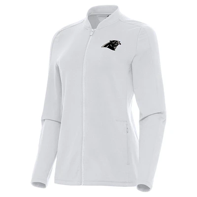 Women's Antigua  White Carolina Panthers Continual Full-Zip Jacket