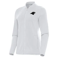 Women's Antigua  White Carolina Panthers Continual Full-Zip Jacket