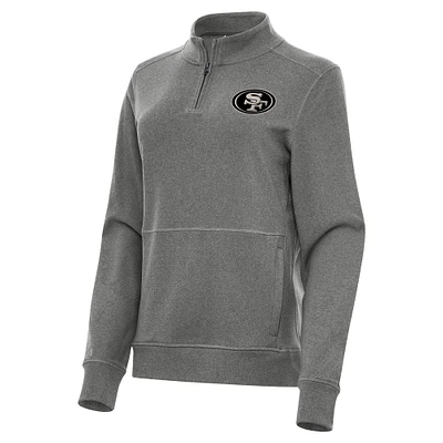 Women's Antigua  Heather Black San Francisco 49ers Crush Quarter-Zip Top