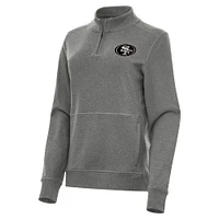 Women's Antigua  Heather Black San Francisco 49ers Crush Quarter-Zip Top