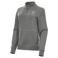 Women's Antigua  Heather Black Minnesota Vikings Crush Quarter-Zip Top