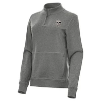 Women's Antigua  Heather Black Minnesota Vikings Crush Quarter-Zip Top