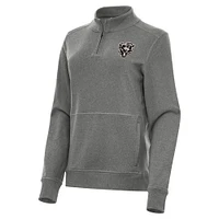 Women's Antigua  Heather Black Chicago Bears Crush Quarter-Zip Top