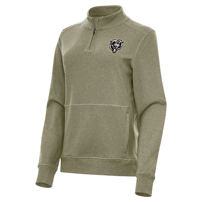 Women's Antigua  Olive Chicago Bears Crush Quarter-Zip Top