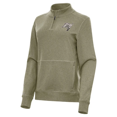 Women's Antigua  Olive Tampa Bay Buccaneers Crush Quarter-Zip Top