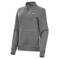 Women's Antigua  Heather Black Washington Commanders Crush Quarter-Zip Top