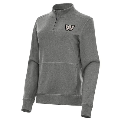 Women's Antigua  Heather Black Washington Commanders Crush Quarter-Zip Top