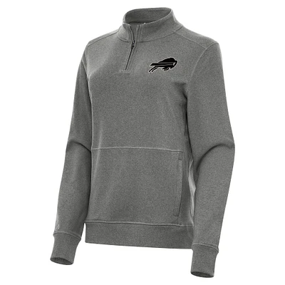 Women's Antigua  Heather Black Buffalo Bills Crush Quarter-Zip Top