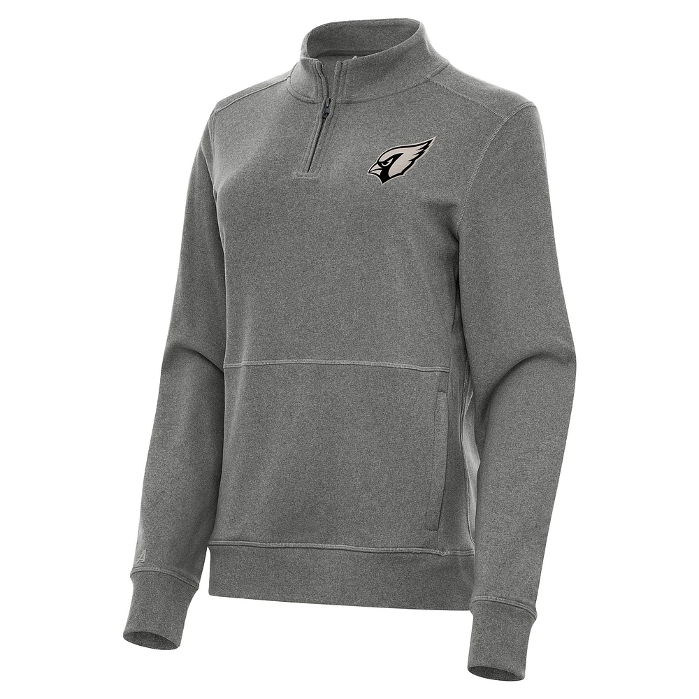 Women's Antigua Heather Black Arizona Cardinals Crush Quarter-Zip Top