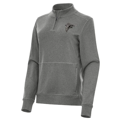 Women's Antigua  Heather Black Atlanta Falcons Crush Quarter-Zip Top