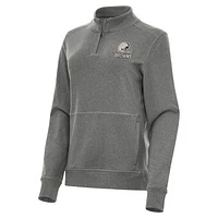 Women's Antigua  Heather Black Cleveland Browns Crush Quarter-Zip Top