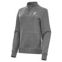 Women's Antigua  Heather Black Cleveland Browns Crush Quarter-Zip Top