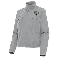Women's Antigua Gray Jacksonville Jaguars  Brushed Carbon Even Par Full-Zip Jacket
